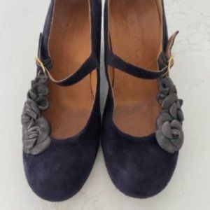 Chie Mihara Eggplant with Pewter Rosettes Maryjanes EU 40/US 10 EUC